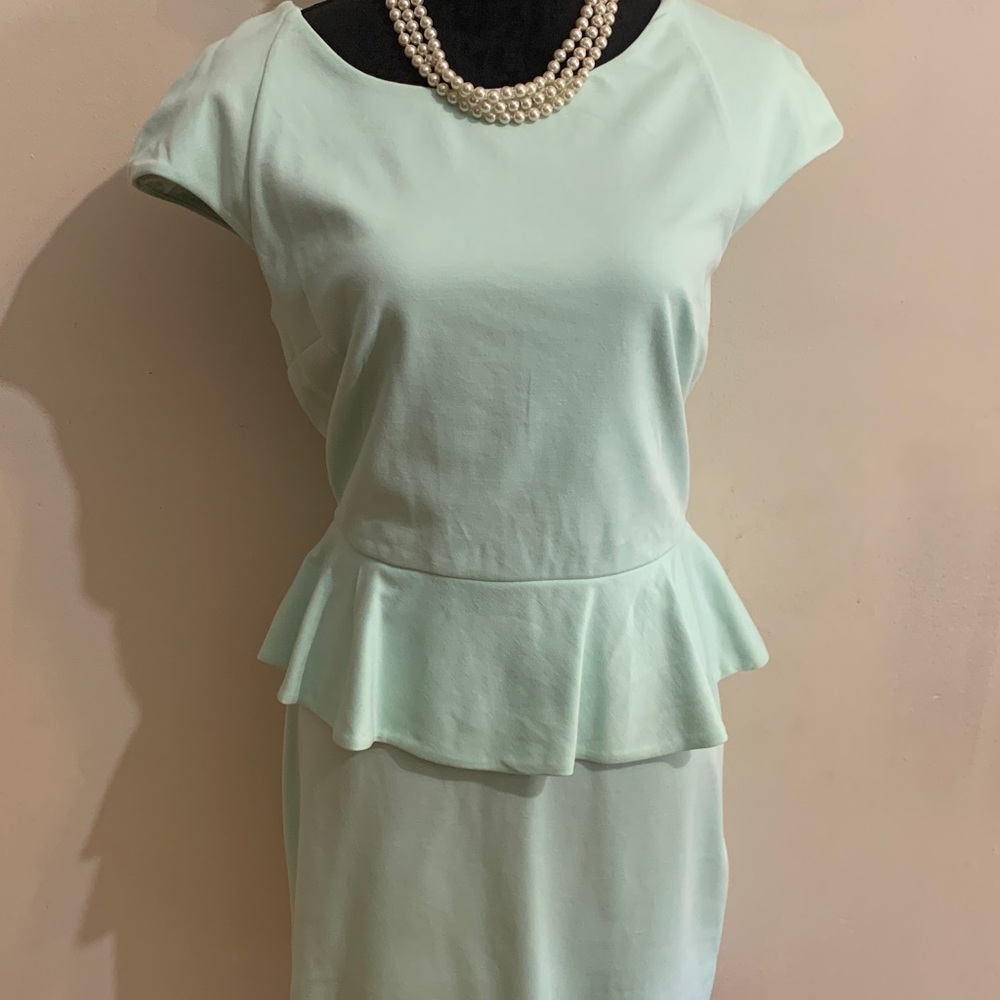 Express Mint Green Peplum Mini Dress